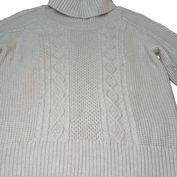 Willi Smith Women's Cable Knit Turtleneck Sweater Cozy Cotton Knitwear Large - Picture 6 of 9